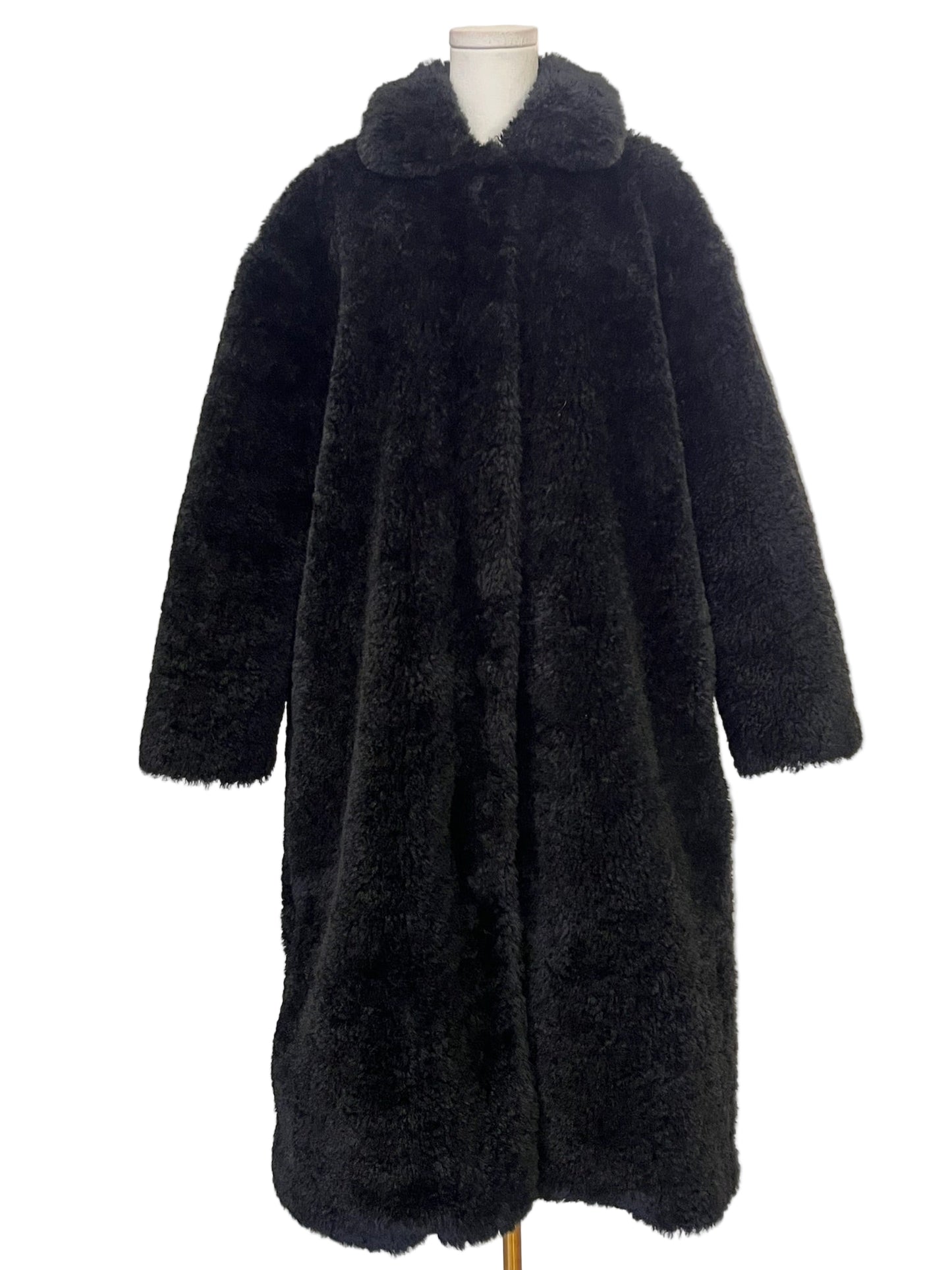 Korner Black Faux Fur Coat Size M