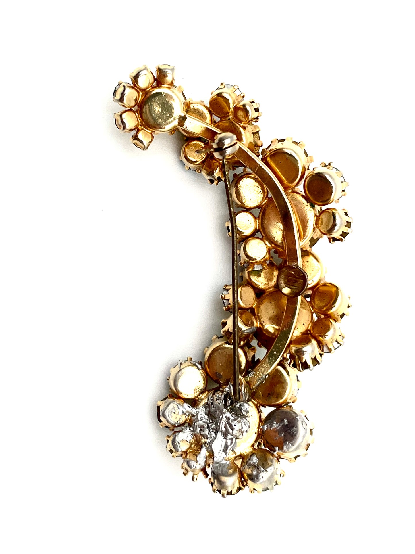 Vintage Austrian-Style Rhinestone Brooch – Green & AB Crystal