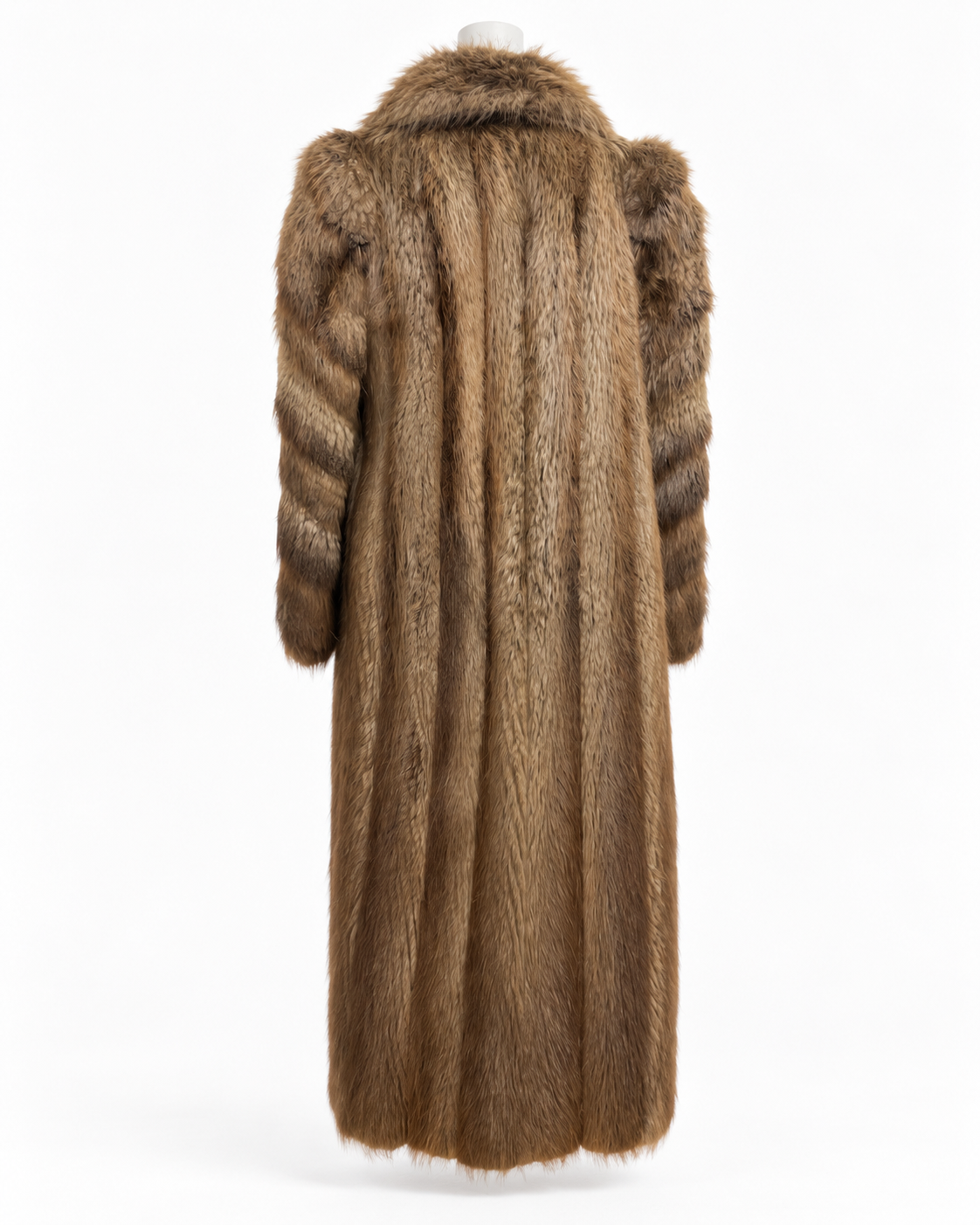 Vintage Brown Beaver Long Fur Coat Fits L/XL