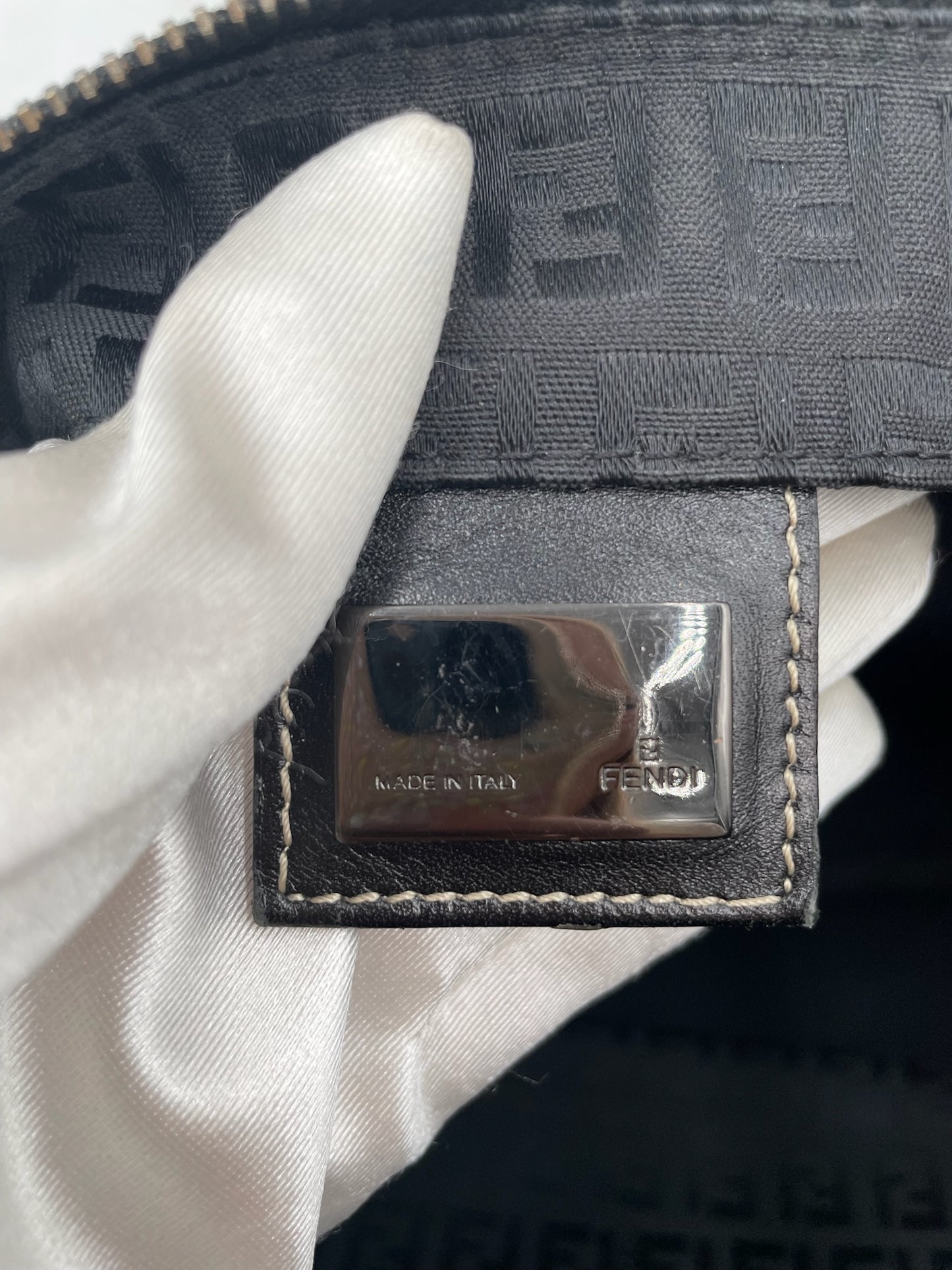 Fendi Black Zucca Monogram Shoulder Tote