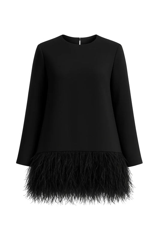 Kate Spade Black Ostrich Feather Trim Dress Size 4