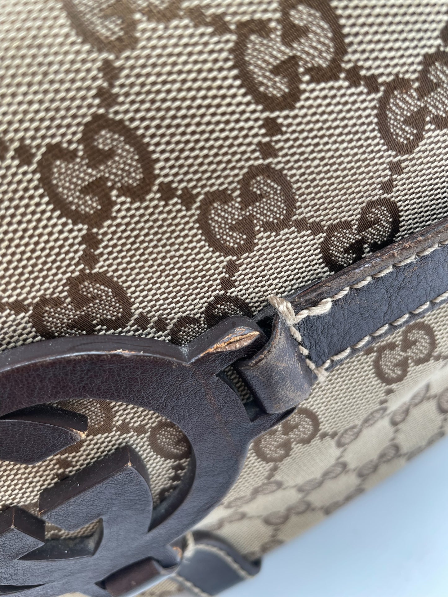 Gucci GG Canvas Biege & Brown Interlocking G Shoulder Hobo Bag
