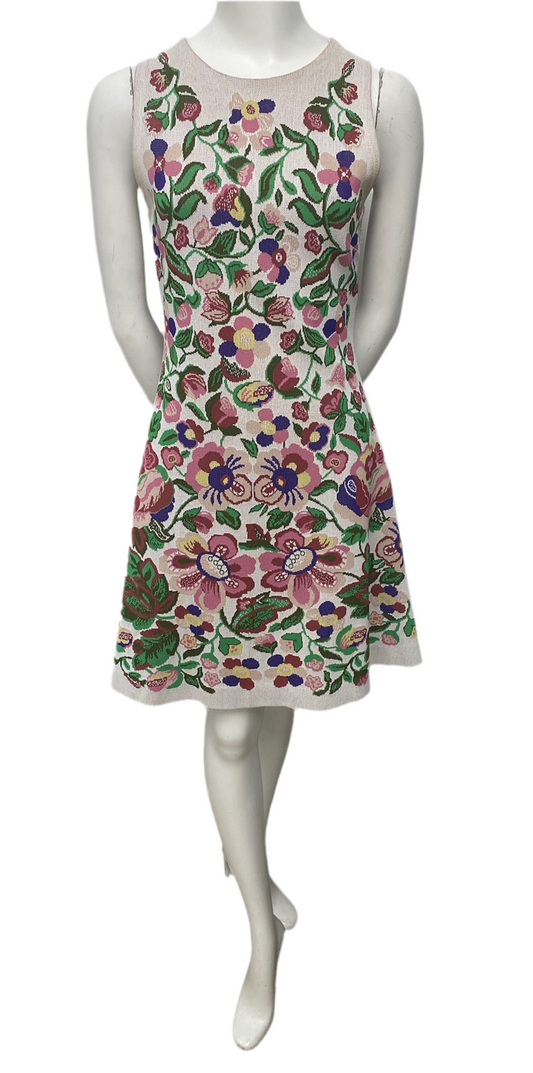 Valentino Floral A Line Knit Stretchy Dress Size S