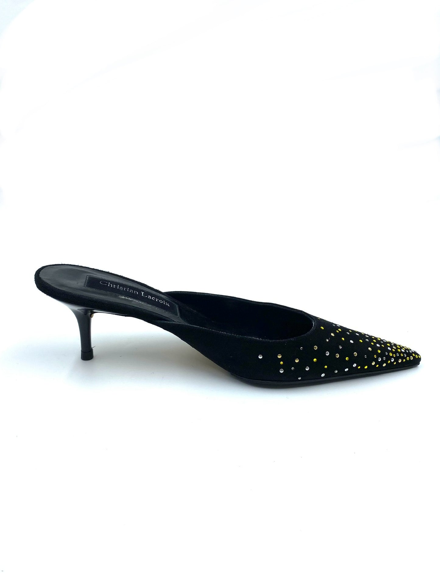 Christian Lacroix Black Rhinestone Pointed Mule Size 39