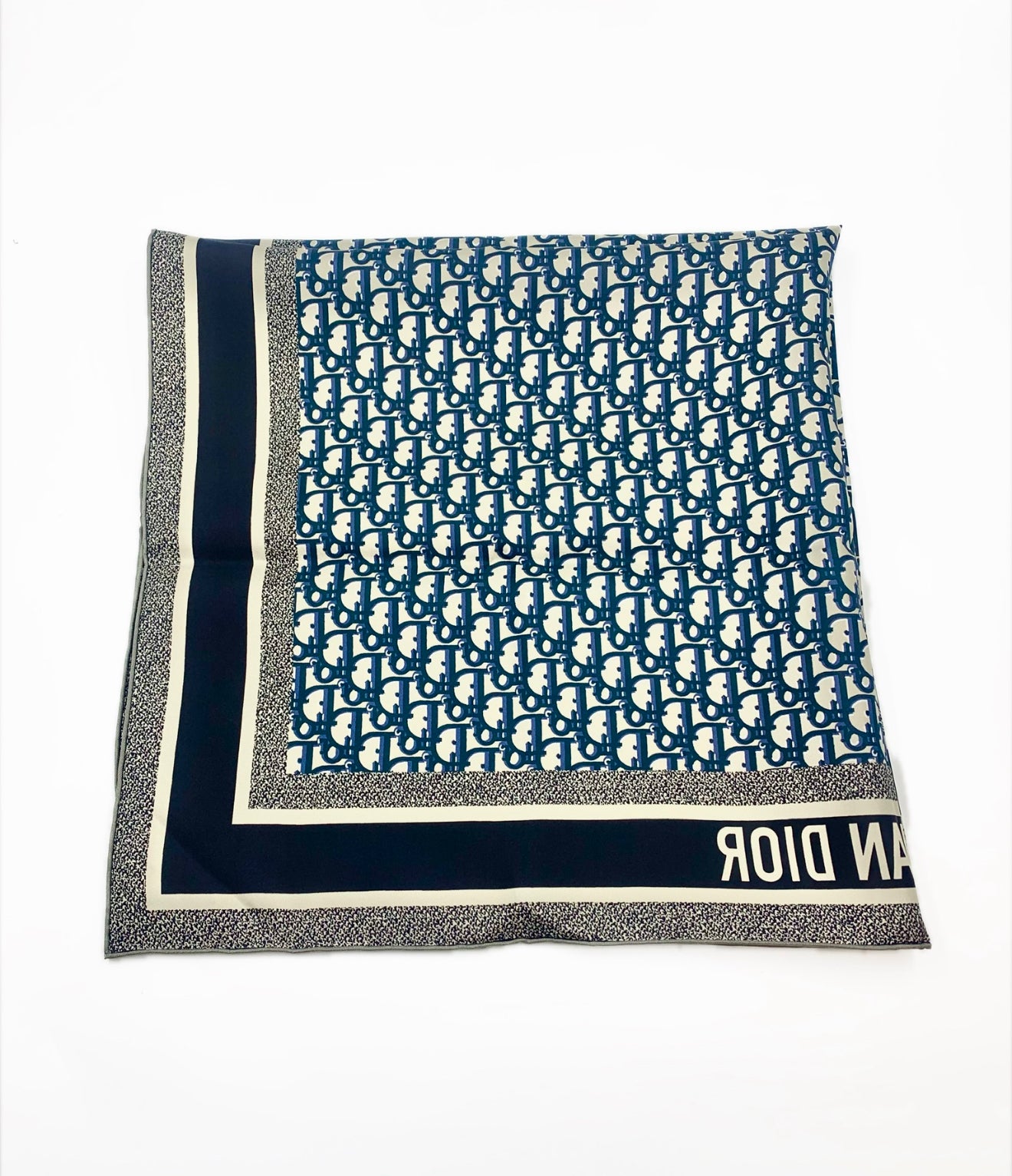 Brand New Christian Dior Oblique Diortwin Burgundy & Navy Blue 90 Square Scarf
