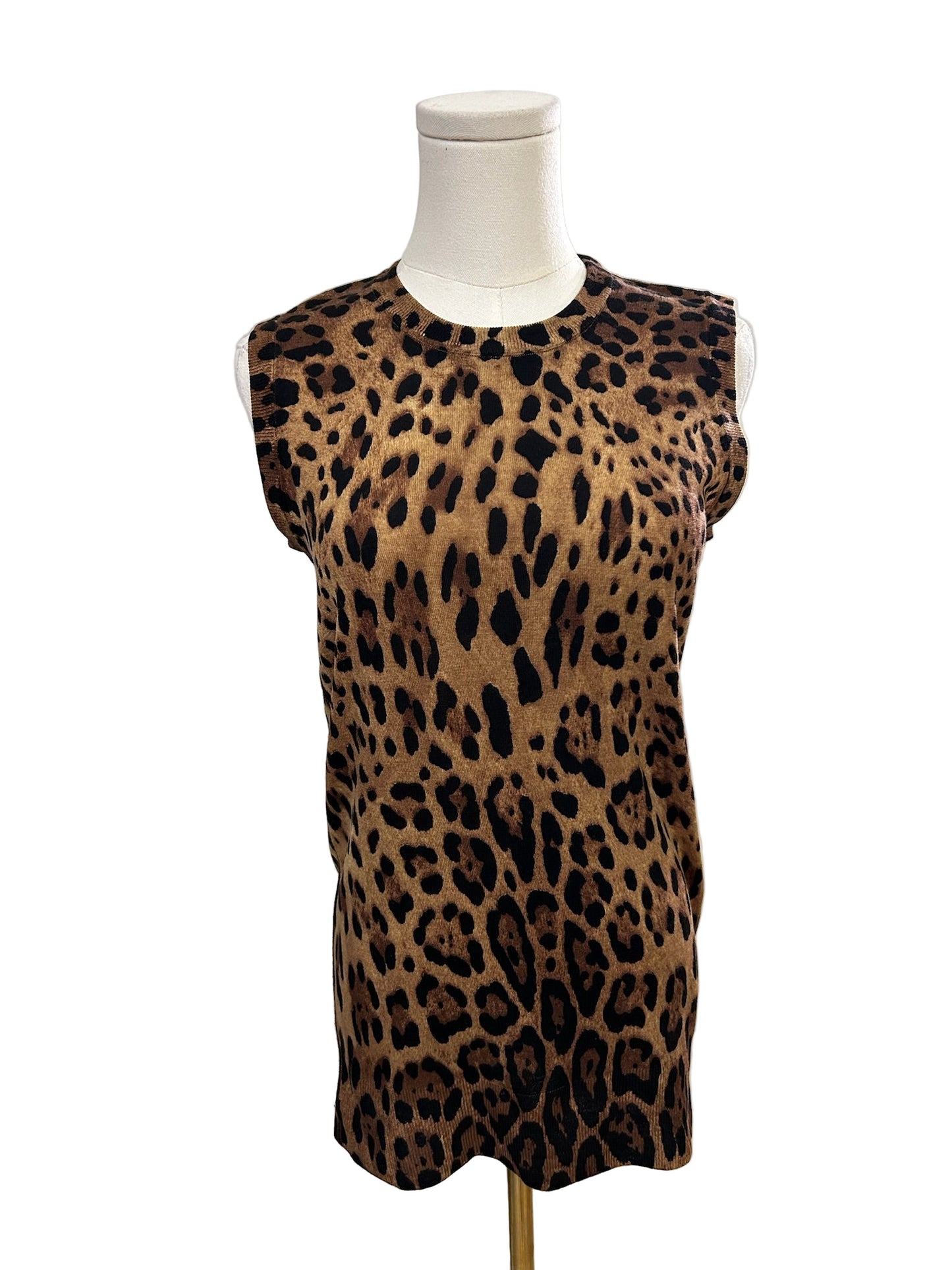 Dolce & Gabanna Leopard Print Knit Top Fits like S