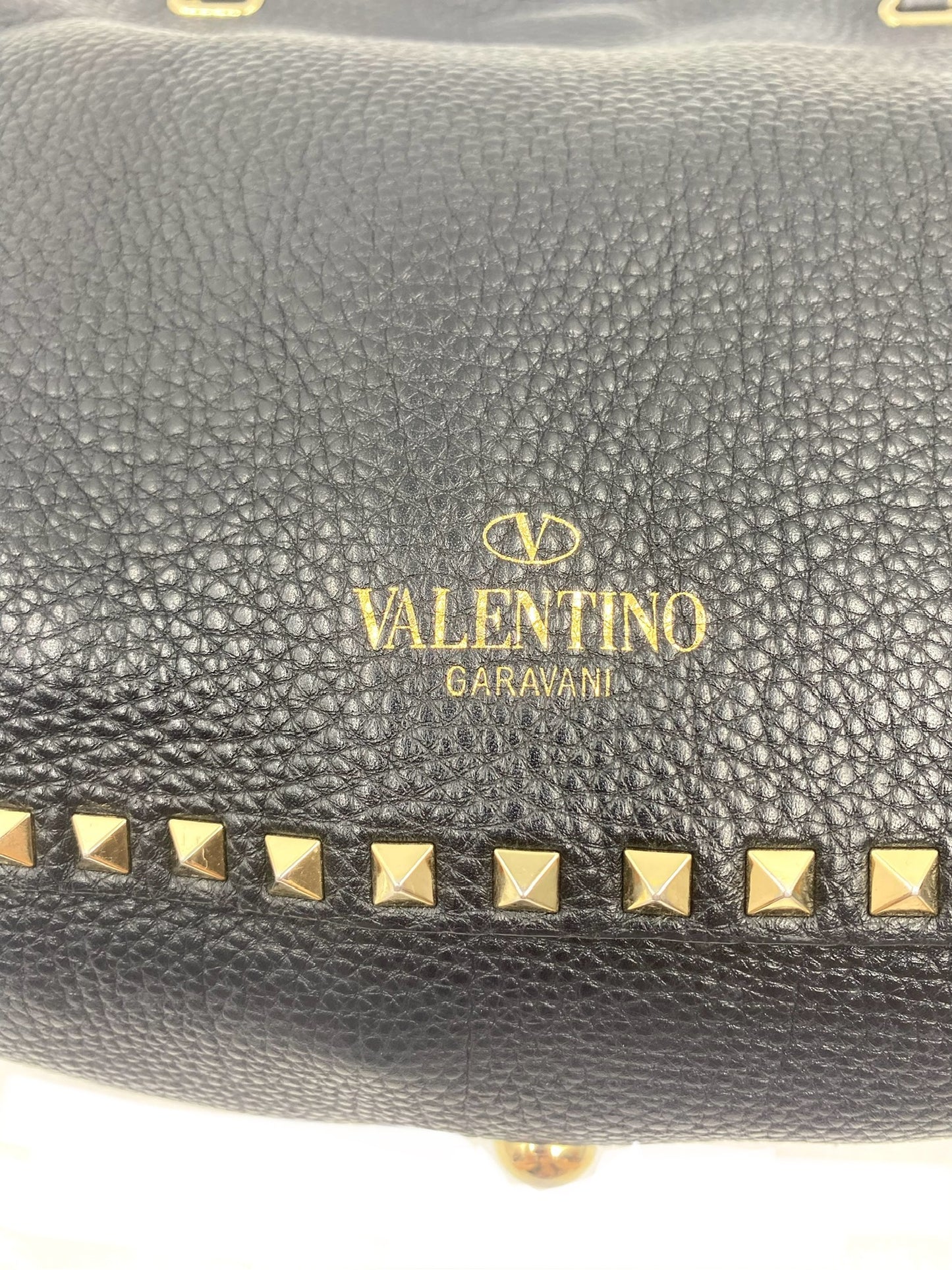 Valentino Garavani Black Rockstud Leather Tote