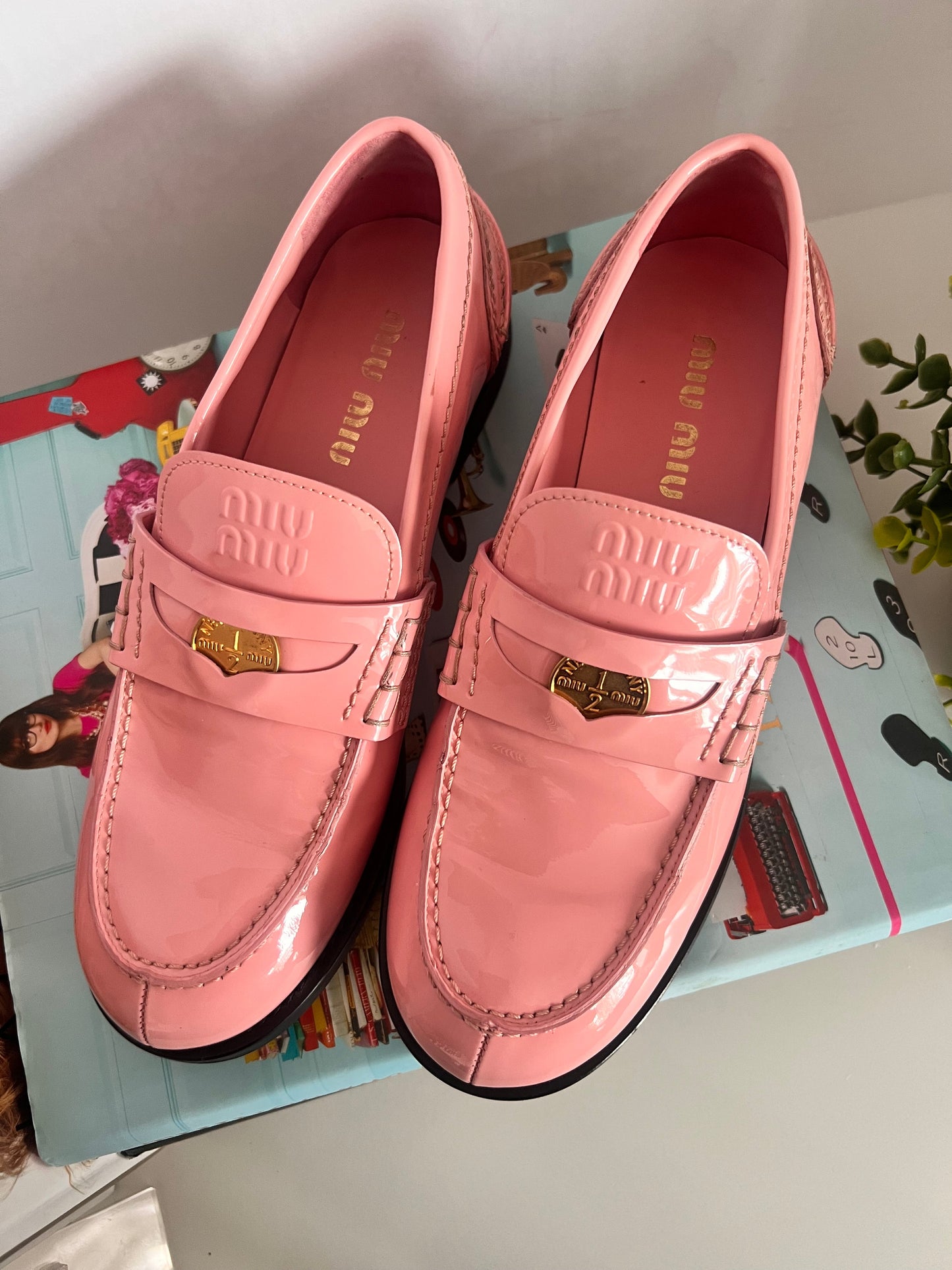 Miu Miu Pink Patent Loafers Size 39