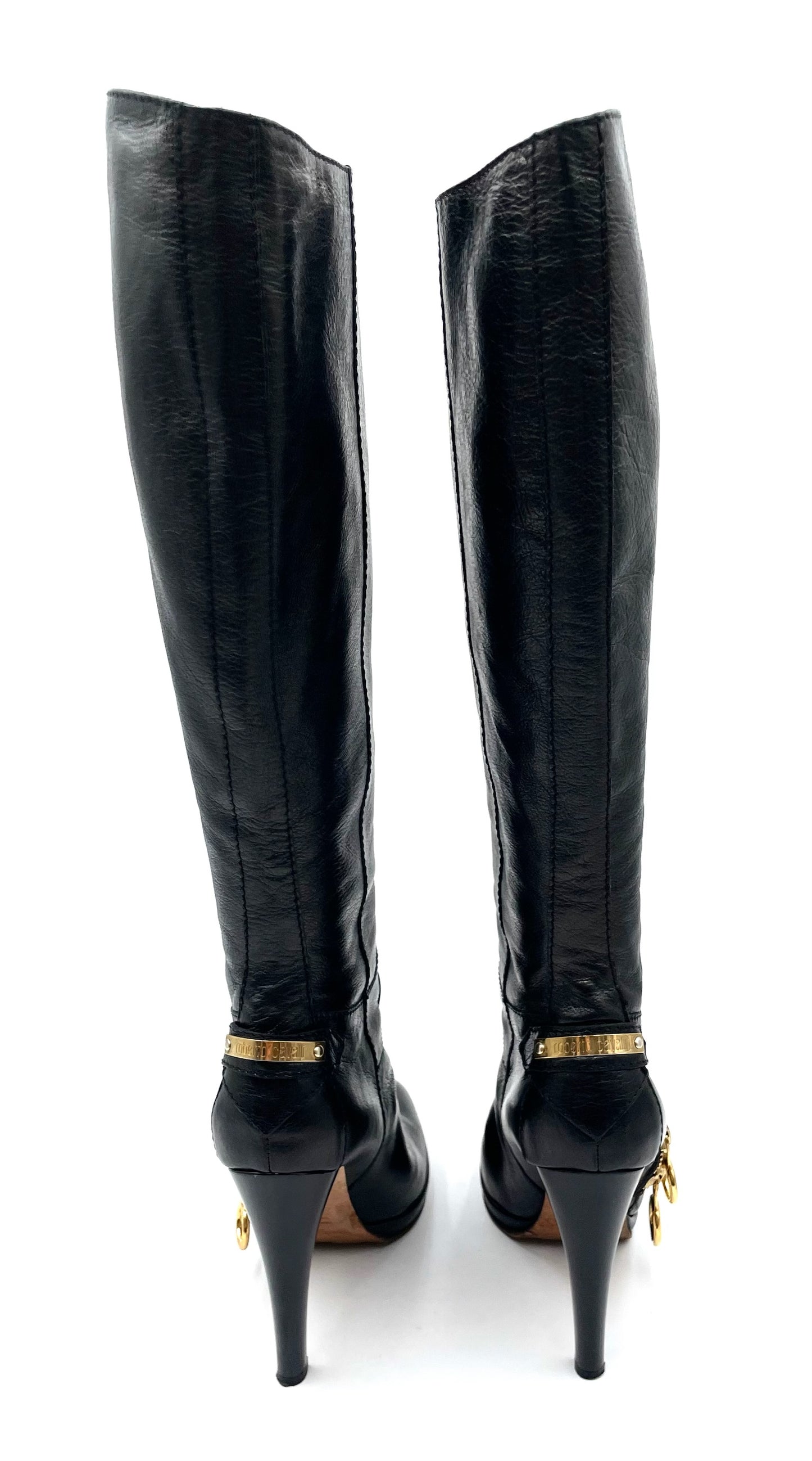 Roberto Cavalli Black Tall Boots Size 39.5