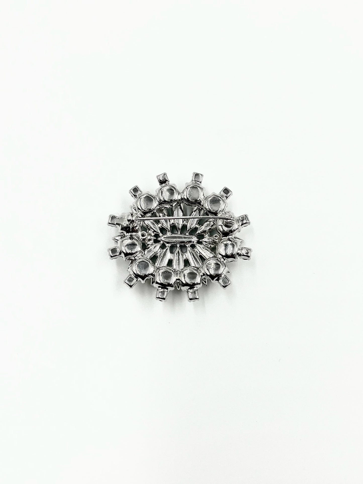 1950s Vintage Emerald Green & Clear Rhinestone Brooch