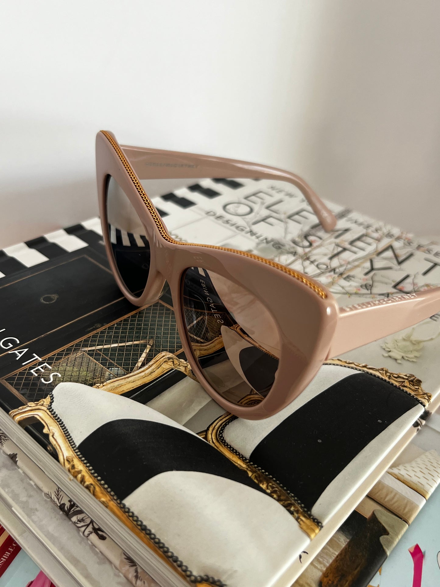 Stella Mccartney Pink Taupe Cateye Mirrored Sunglasses