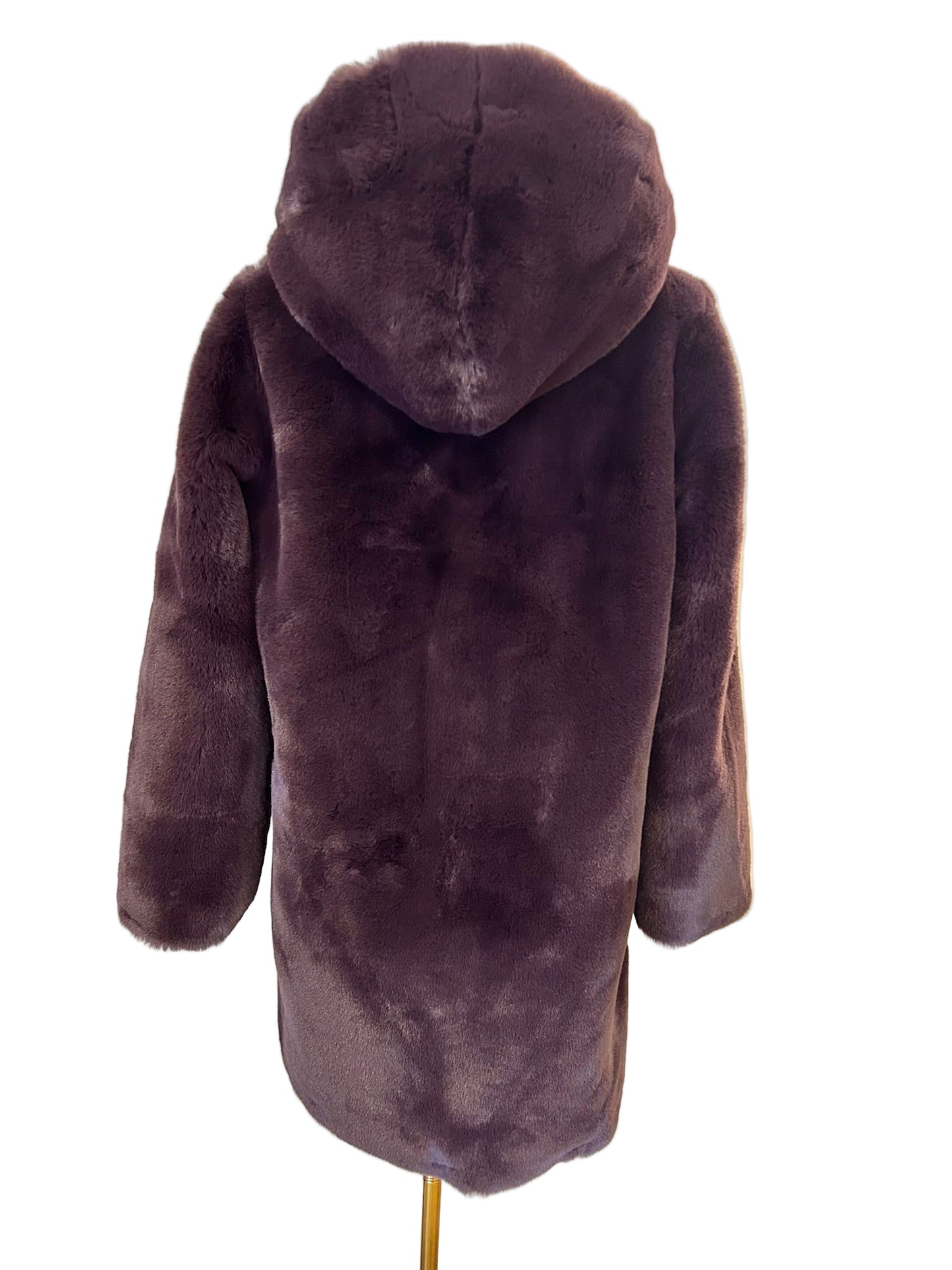 Apparis Plum Faux Fur Hooded Jacket Size XS