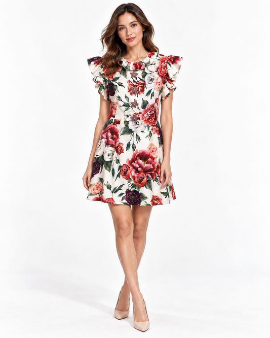 Dolce & Gabanna Embellished Floral Crepe Dress Size 40 US 4
