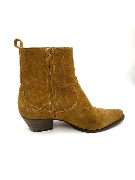 Toral Camel Western Suede Ankle Boots Size 39