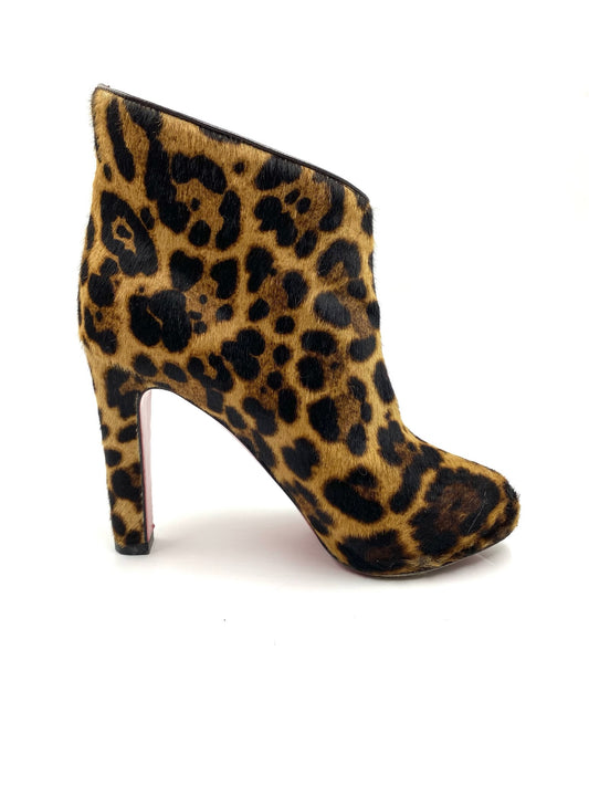Christian Louboutin Leopard Mohair Ankle Boots Size 6.5