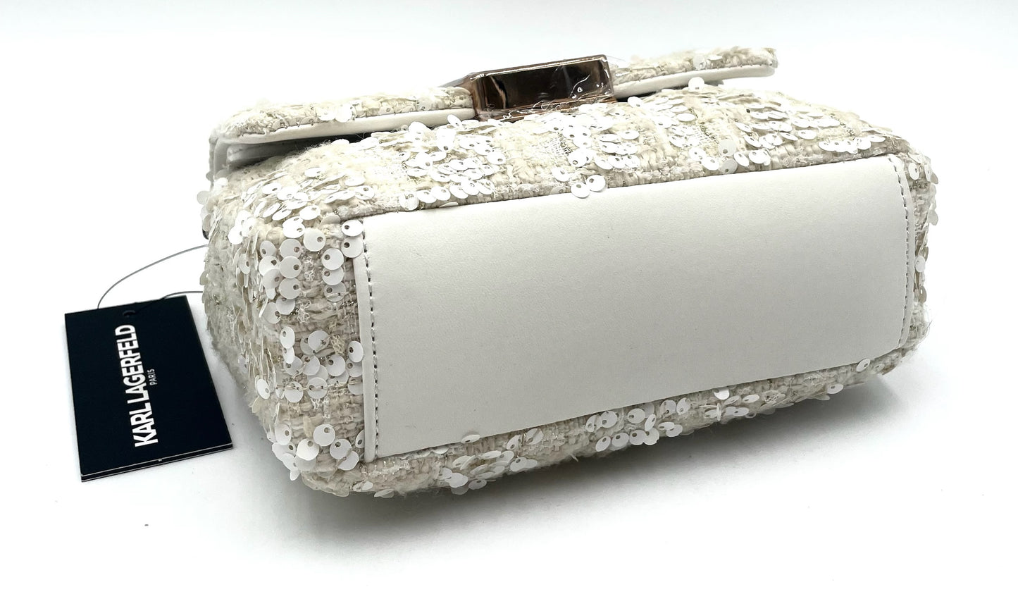 Brand New Karl Lagerfeld Lafayette Cream Sequin Chain Bag