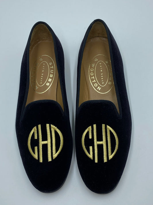 Stubbs & Wootton Black Velvet Loafers Size 9