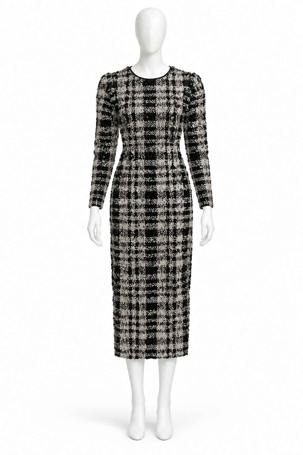 Le Superbe B/W Sequin Long Sleeve Midi Dress Size M