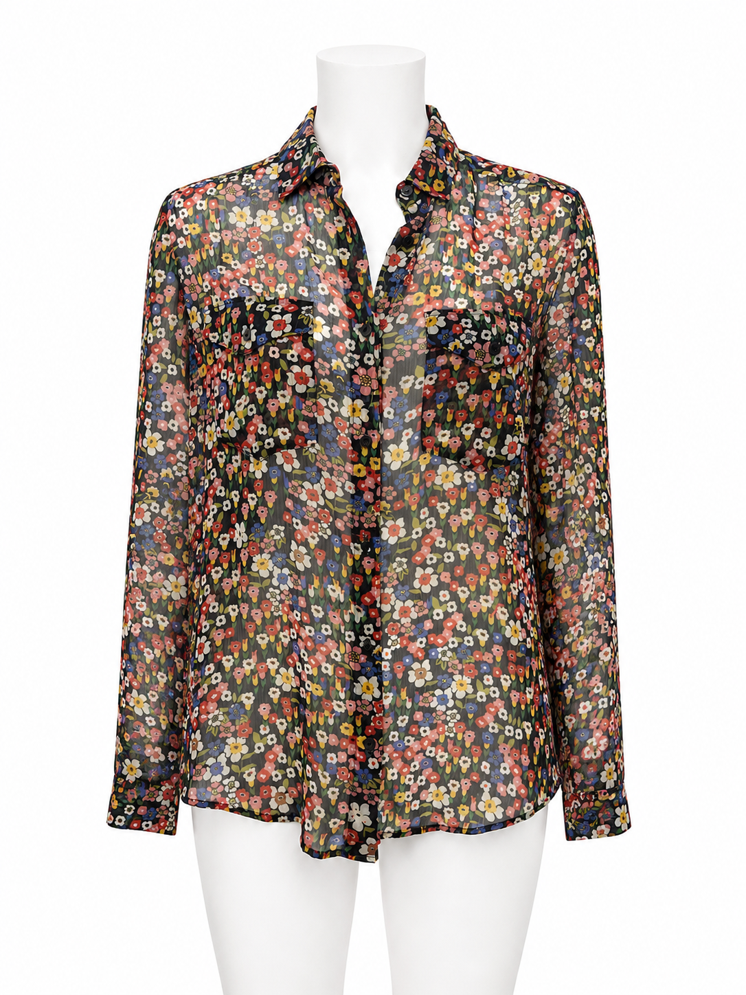 The Kooples Floral Multicolor Sheer Blouse Size XS