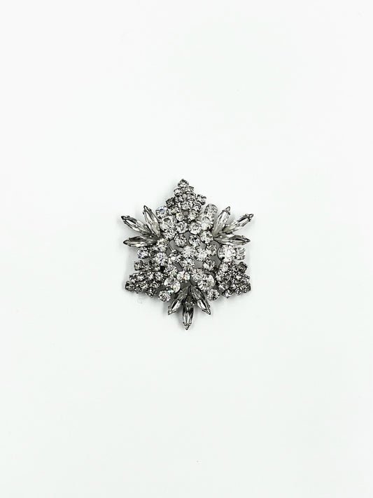 Vintage 1950s Clear Rhinestone Brooch