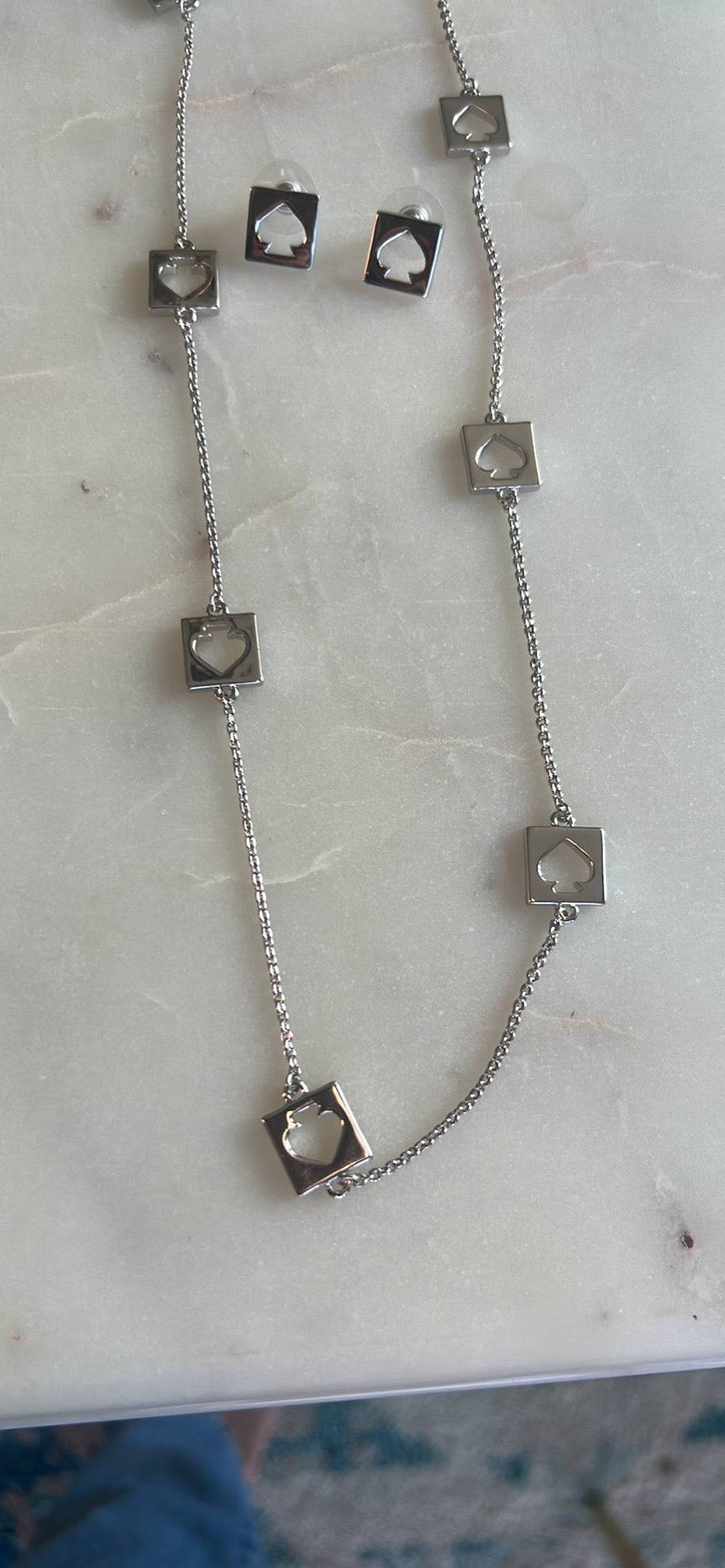 Brand New Kate Spade Silver Earring & Necklace Set