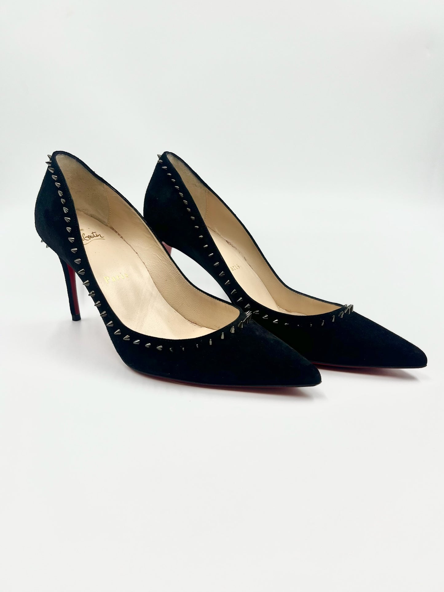 Christian Louboutin Black Anjalina Velour Pumps Size 37.5