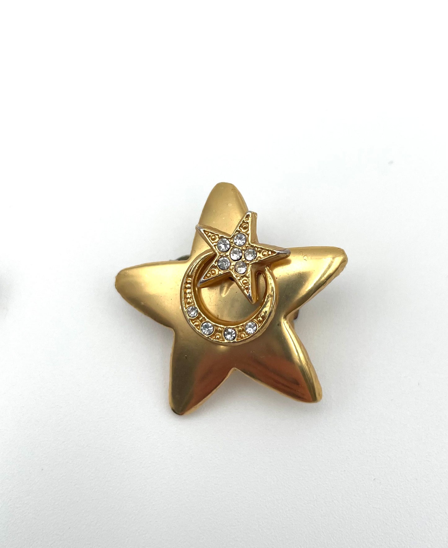 Vintage Gold Star Clip Earrings