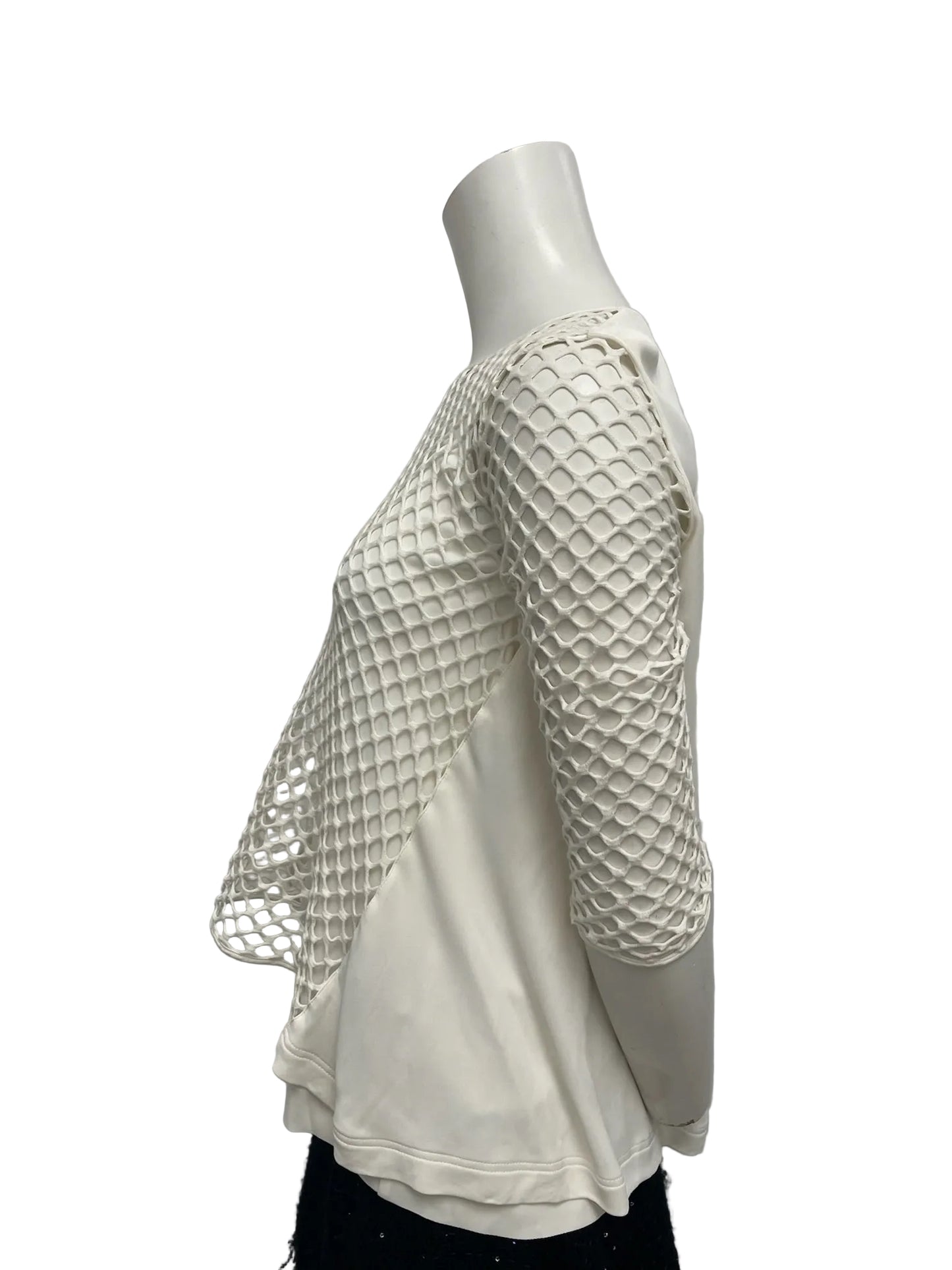 Akris White Mesh Overlay Blouse Size 4