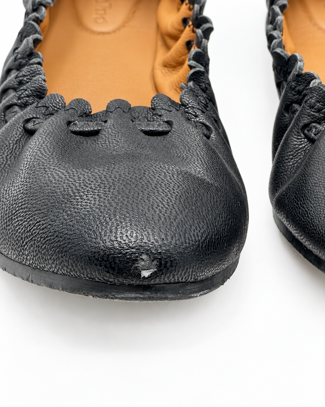 See By Chloe Black Jane Leather Ballet Flats Size 38.5