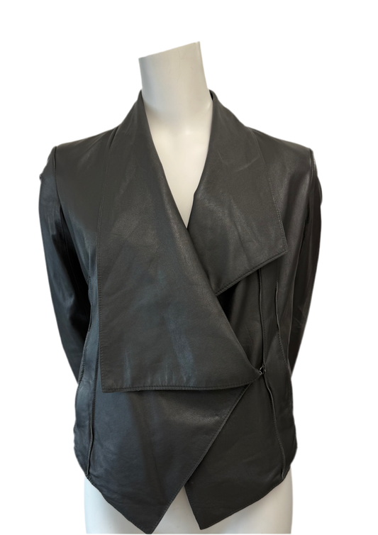 Helmut Lang Grey Crop Leather Jacket Size S/P