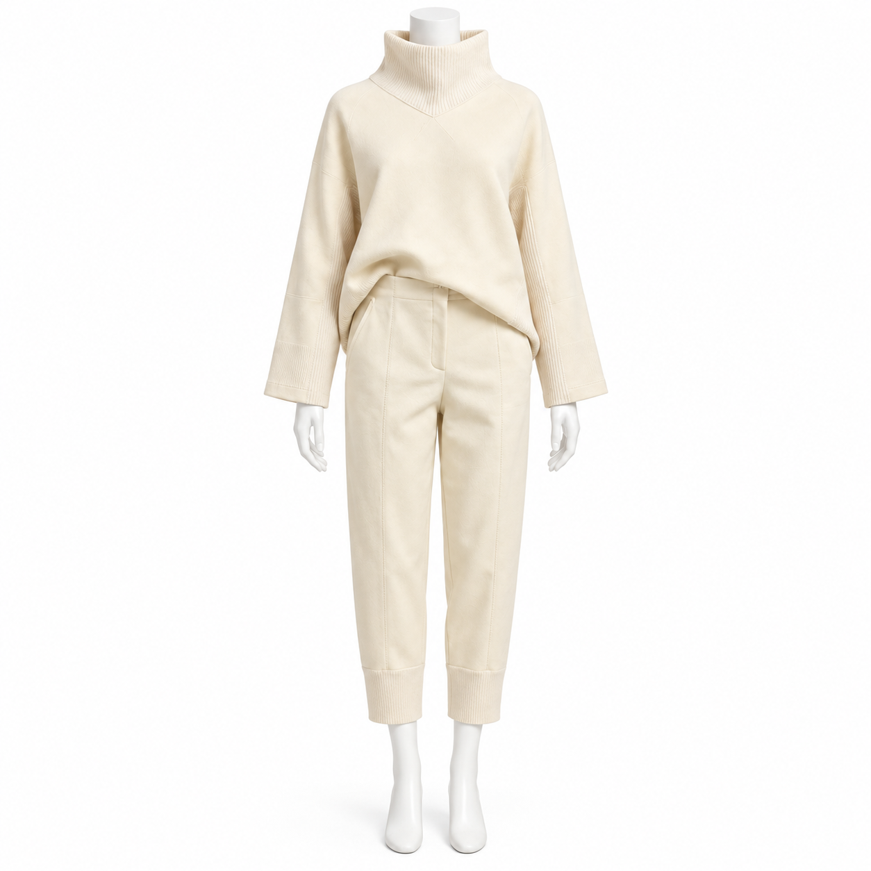 Annette Gortz Cream Mock Neck Sweater & Pant Set Size M