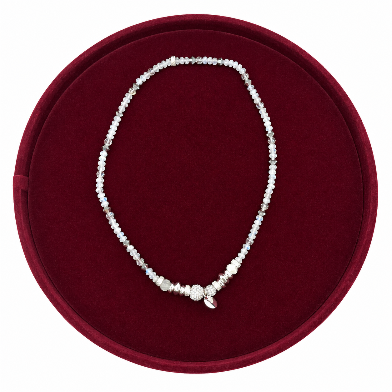 Hillberg & Berk White Crystal Beaded Sparkle Ball Necklace