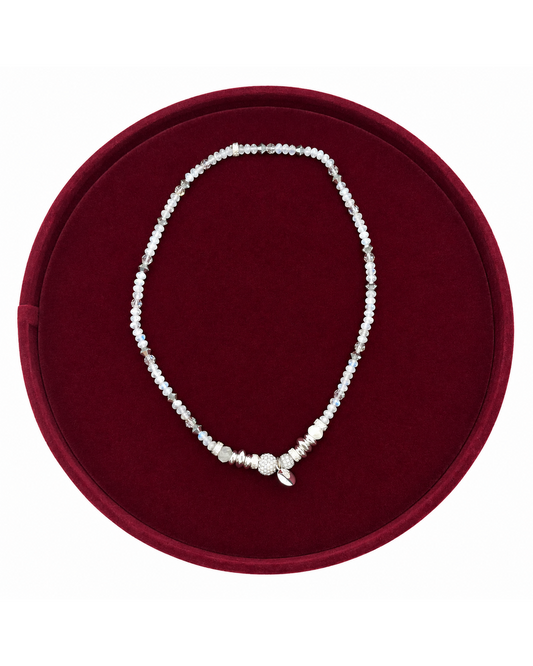 Hillberg & Berk White Crystal Beaded Sparkle Ball Necklace
