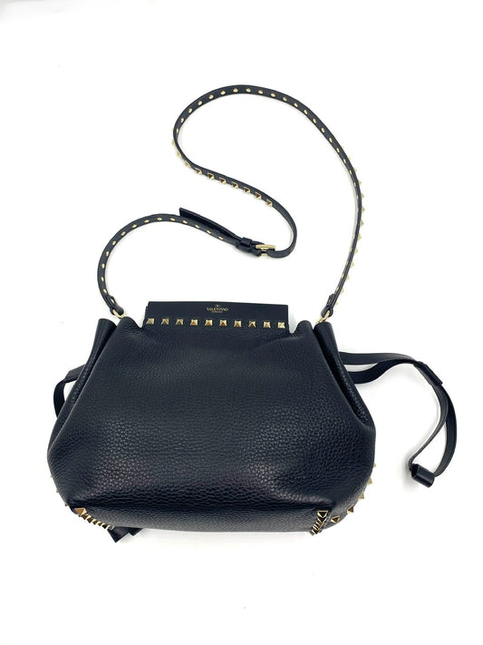 Valentino Black Rockstud Drawstring Cross-Body Bag