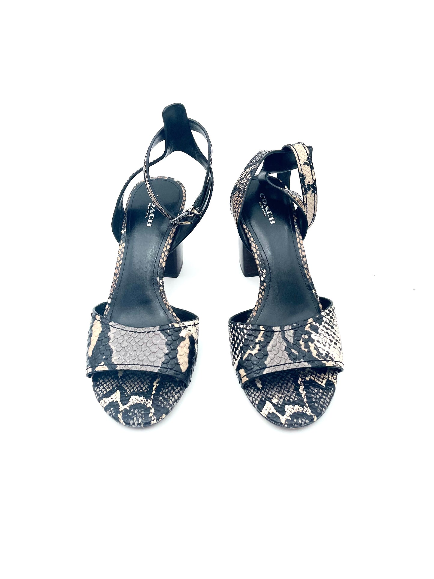Coach Phiper Python Leather Ankle Strap Sandals Size 8.5