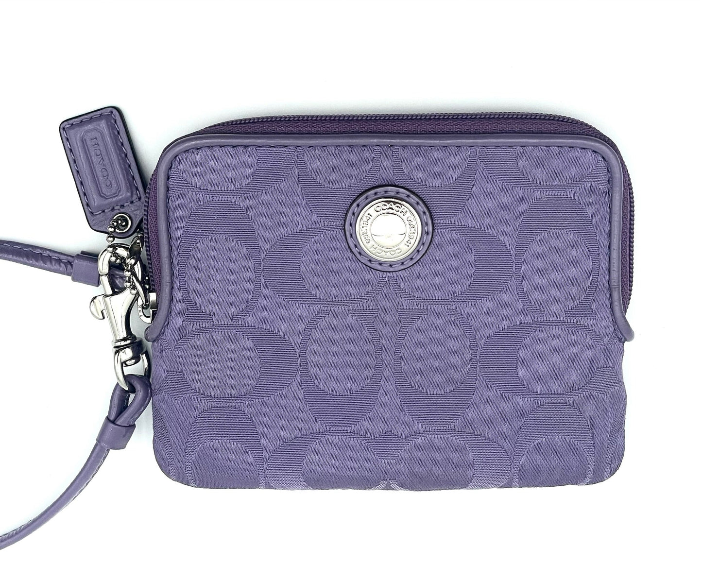 Coach Lavender Monogram Canvas Wristlet