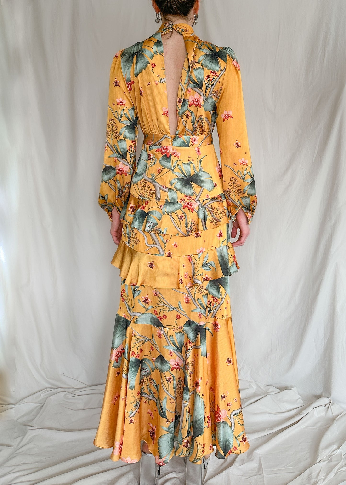 Johanna Ortiz x H&M Yellow Floral Maxi Dress Size 4
