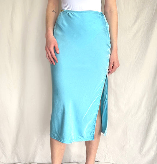 Brand New Jacquemus Torquiose La Jupe Notte Satin Skirt Size 36 US 4