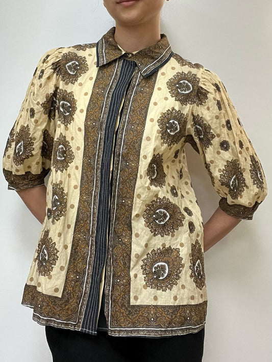 Brand New Sandro Brown Paisley Print Blouse Size L