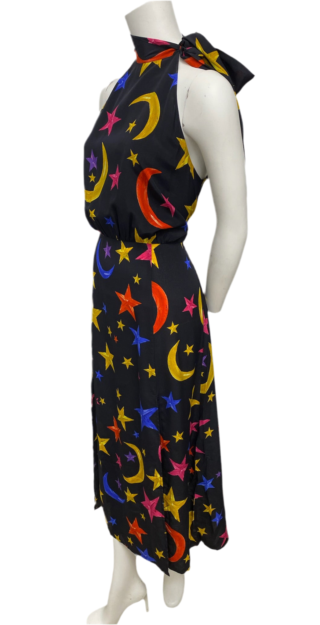 Rixo Black Halter Multicolor Moon & Stars Dress Size 10