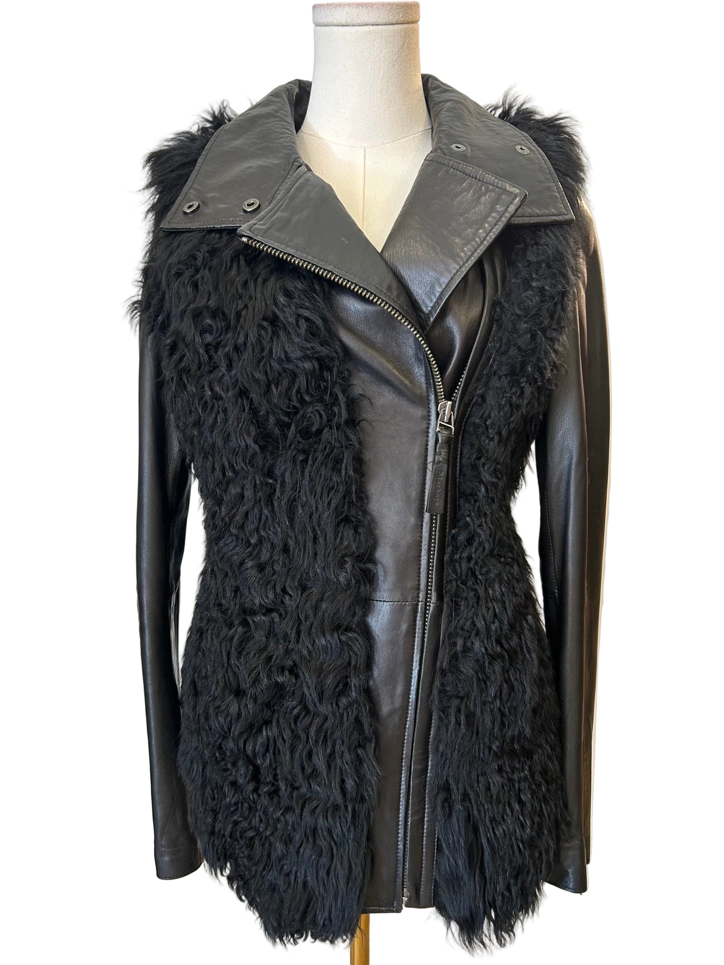 Mackage Black Leather & Faux Fur Jacket Size XS