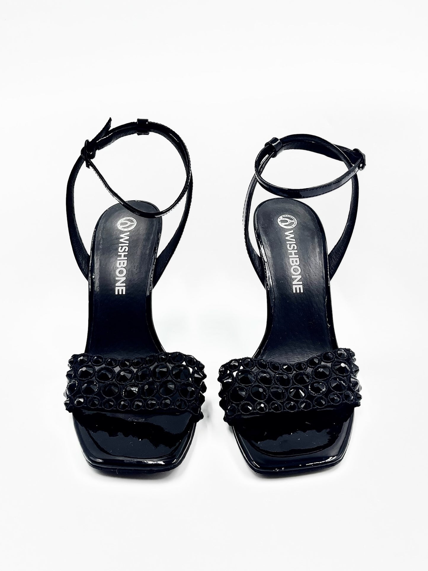 Wishbone Black Ankle Strap Heels Size 7