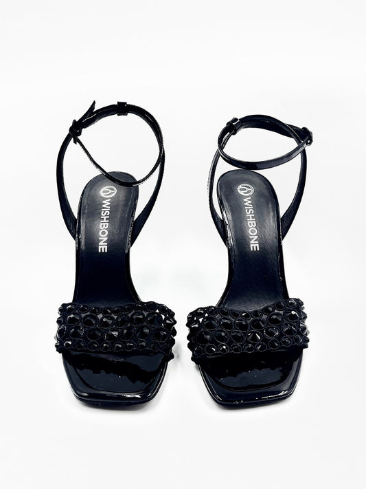 Wishbone Black Ankle Strap Heels Size 7