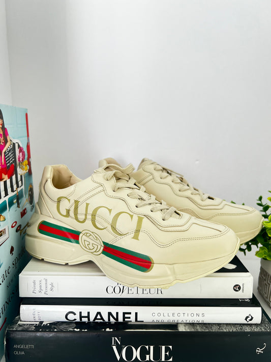 Gucci Off-White Vintage Logo Rhyton Sneakers Womens Size 40.5 U.S 9.5
