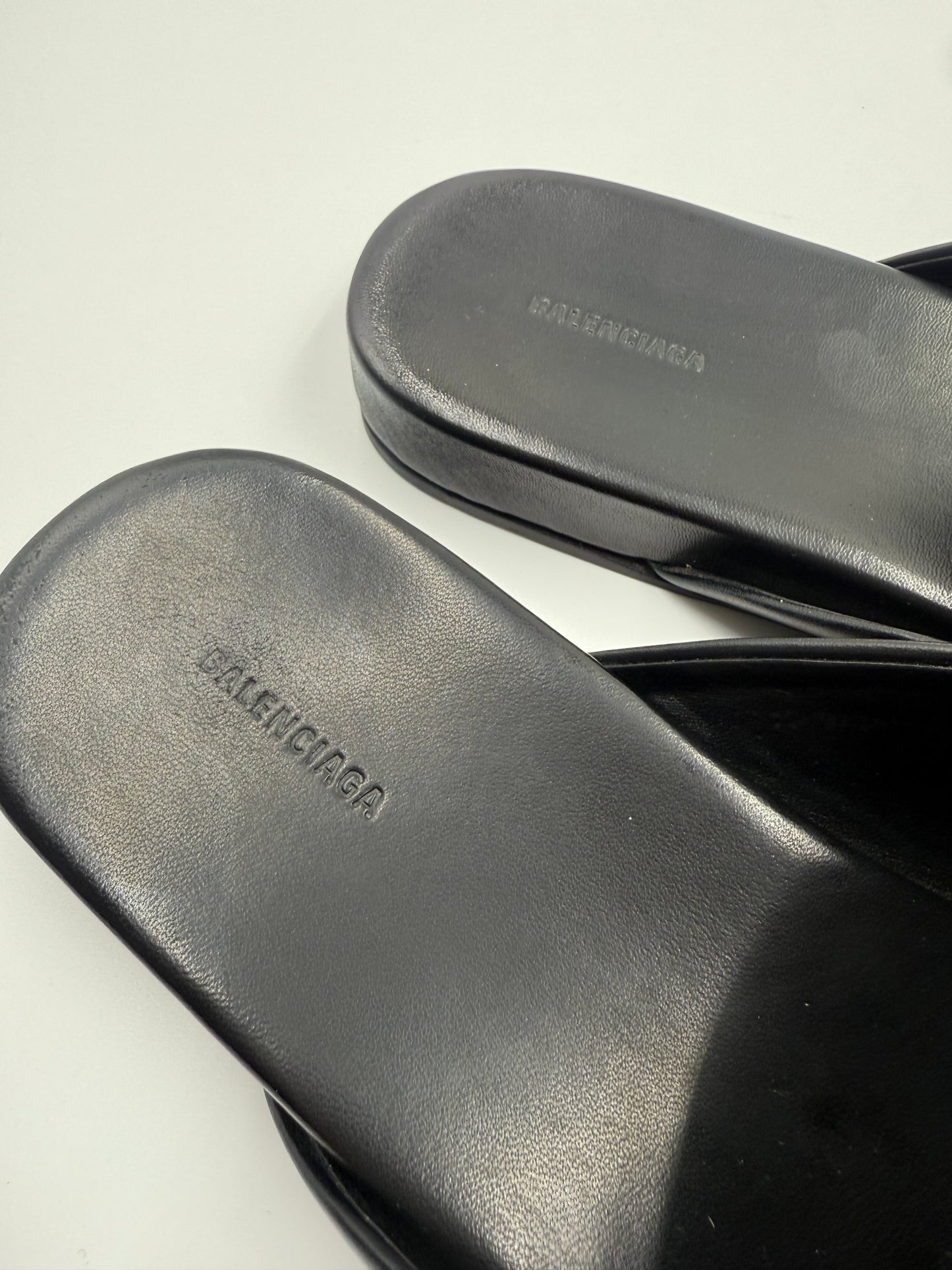 Balenciaga Black Leather BB Mule Size 38.5