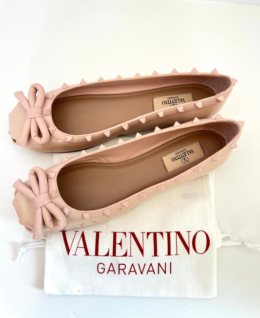 Valentino Garavani  Pink Rockstud Ballet Flats Size 39
