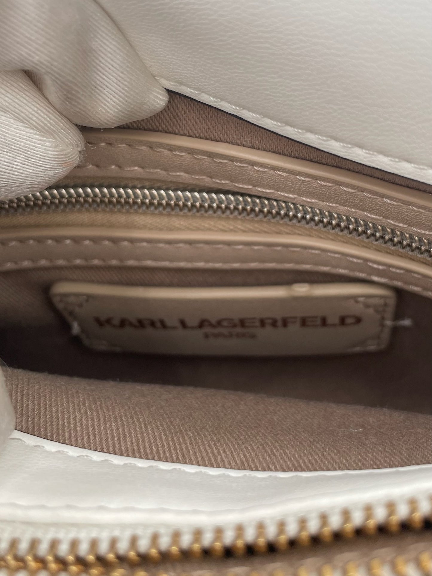 Brand New Karl Lagerfeld Lafayette Cream Sequin Chain Bag