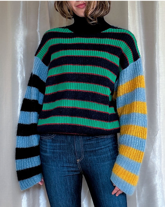 Kenzo Multicolor Turtleneck Knit Sweater Size XL