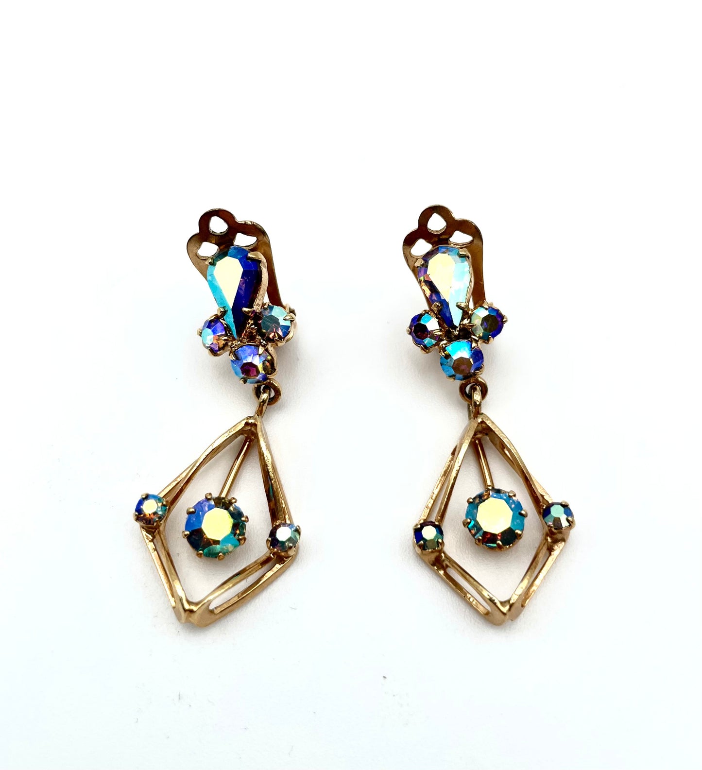 Vintage Mid-Century Rhinestone Demi-Parure (Brooch + Clip Earrings)