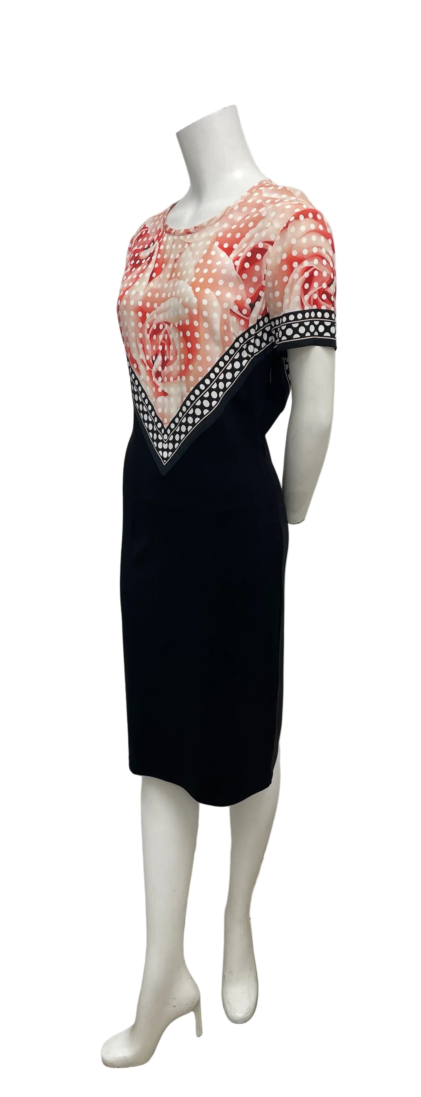 Roberto Cavalli Black & Orange Print Sheath Dress Size 44